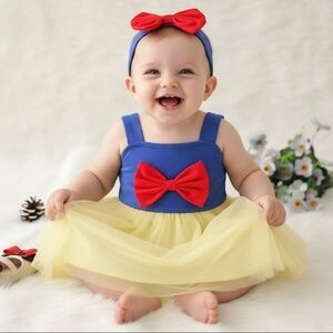 Baby Girl Snow White Costume Romper Dress Set Fairytale Halloween Tutu Outfit